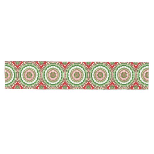 Kerst Mandala in rood, groen en warm goud Medium Tafelloper (Horizontaal)