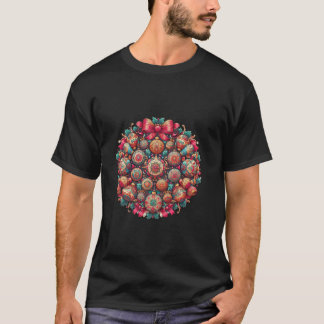 Kerst mandala met holly bladeren ornamenten en t-shirt
