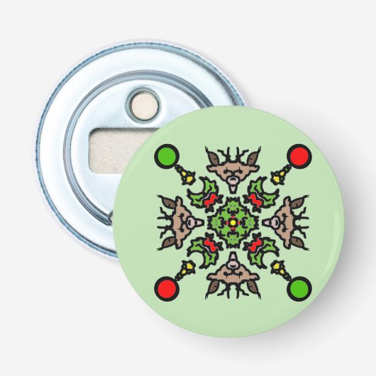 Kerst Mandala Patroon Button Flesopener (Voorkant)