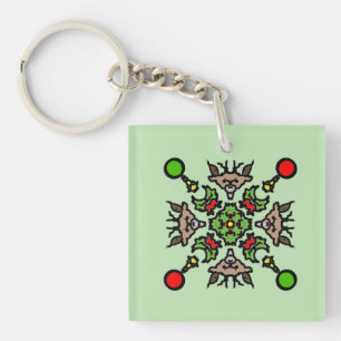 Kerst Mandala Patroon Sleutelhanger