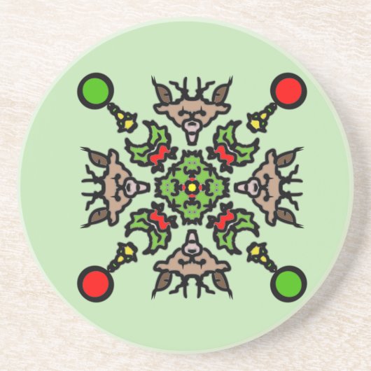 Kerst Mandala Patroon Zandsteen Onderzetter (Voorkant)