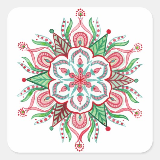 Kerst Mandala Sneeuwvlok Stickers (Voorkant)