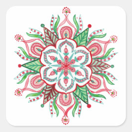 Kerst Mandala Sneeuwvlok Stickers