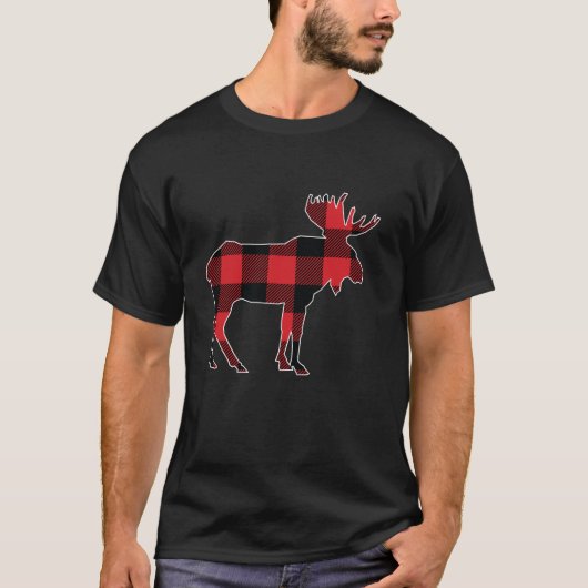 Kerst Mannen Kinder Jongens Moose Red Buffalo Plai T-shirt (Voorkant)