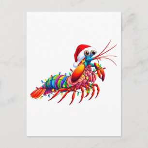 Kerst Mantisgarnaal Odontodactylus Kleurrijk Feestdagenkaart