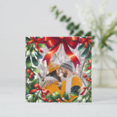 Kerst maretak grens met rode boog feestdagenkaart (Staand voorkant)