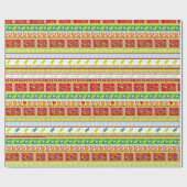 Kerst maretak patrijs hart streep patroon cadeaupapier (Vlak)