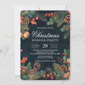 Kerst Marine Blue en Pine Vakantie Kaart (Voorkant)