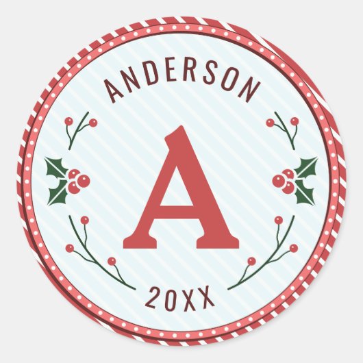 Kerst Marquee Monogram Stickers (Voorkant)