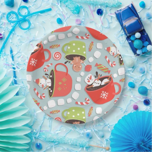 Kerst Marshmallow Snowman Hot Cocoa Papieren Bordje (Feest)