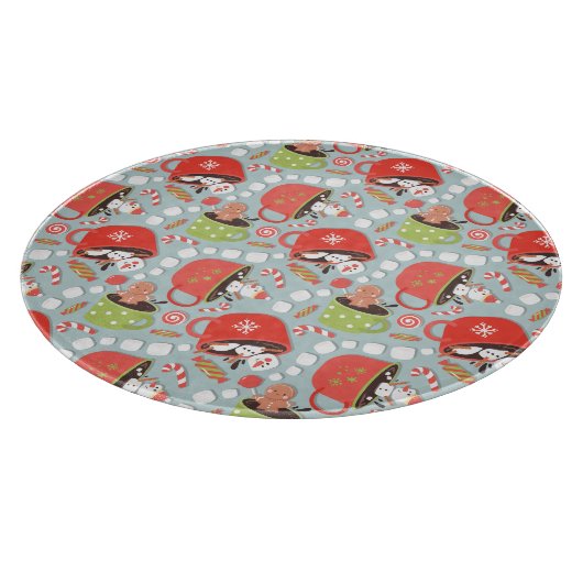 Kerst Marshmallow Snowman Hot Cocoa Snijplank (Hoek)