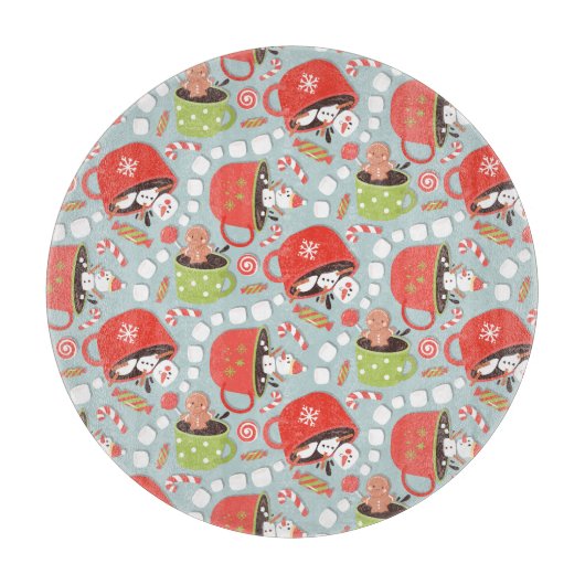 Kerst Marshmallow Snowman Hot Cocoa Snijplank (Voorkant)