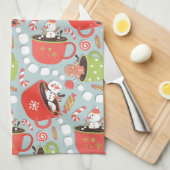 Kerst Marshmallow Snowman Hot Cocoa Theedoek (Quarter Fold)