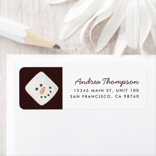 Kerst Marshmallow Snowman retour adres label (Insitu)