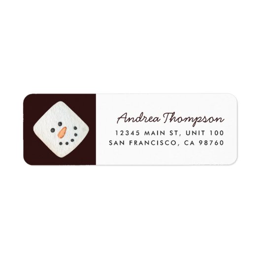 Kerst Marshmallow Snowman retour adres label (Voorkant)