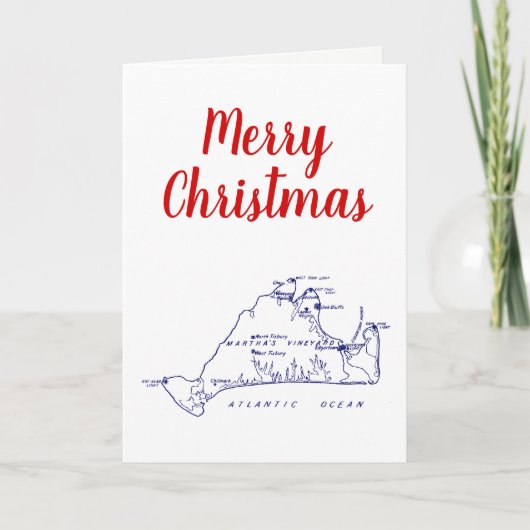 Kerst Martha's Vineyard Kaart #1 Navy Blauwe (Voorkant)