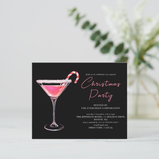 Kerst Martini Cocktail Party Budget Uitnodiging (Staand voorkant)