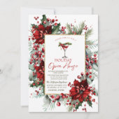 Kerst Martini Poinsettia Holiday Open House Kaart (Voorkant)