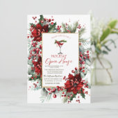 Kerst Martini Poinsettia Holiday Open House Kaart (Staand voorkant)