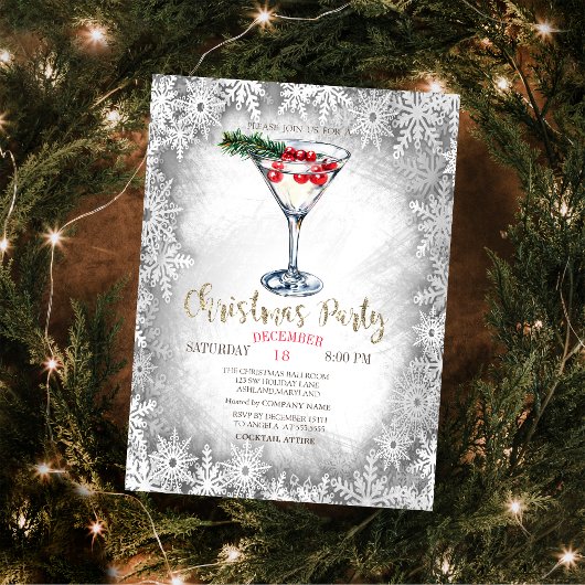 Kerst Martini Snowflakes Grijze Kerst Kaart