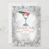 Kerst Martini Snowflakes Grijze Kerst Kaart (Voorkant)