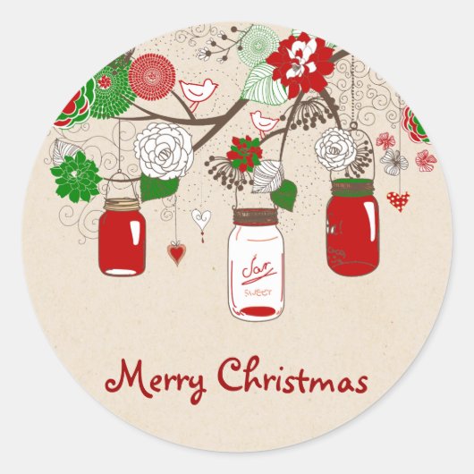 Kerst Mason Jar Sticker (Voorkant)