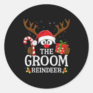 Kerst Matching De Bruidegom Rendier Familie  Ronde Sticker