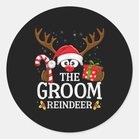 Kerst Matching De Bruidegom Rendier Familie  Ronde Sticker (Voorkant)