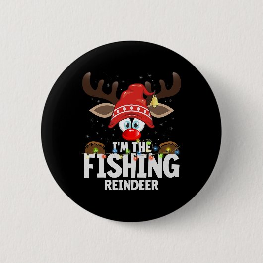 Kerst Matching Ik Ben De Vissende Rendier Ronde Button 5,7 Cm (Voorkant)