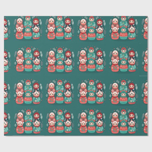 Kerst Matryoshka Nesting Doll Wrapping Papier (Vlak)