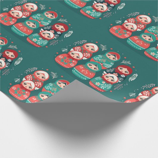 Kerst Matryoshka Nesting Doll Wrapping Papier (Hoek)