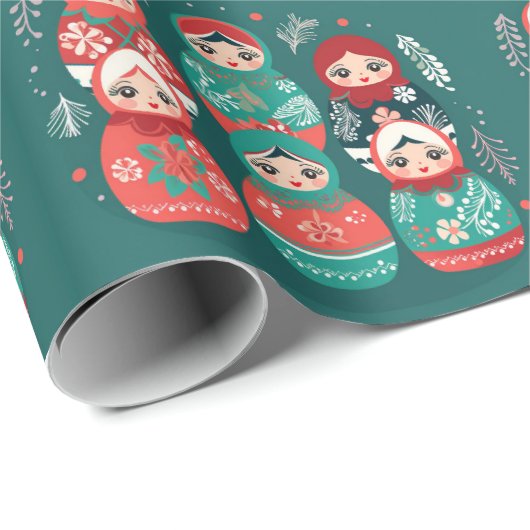 Kerst Matryoshka Nesting Doll Wrapping Papier (Rol Hoek)