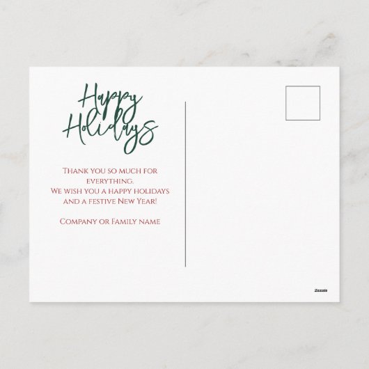 Kerst Medewerker Team Dank u Feestdagenkaart (Achterkant)