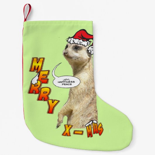Kerst Meerkat  kous Kleine Kerstsok (Voorkant)