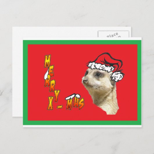 Kerst Meerkat Rood Briefkaart (Voorkant / Achterkant)