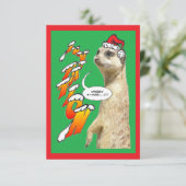 Kerst Meerkat Uitnodiging Groene X-Mas (Staand voorkant)