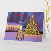 Kerst Meerkats plezier hebben in de sneeuw Kaart (Gele Bloem)