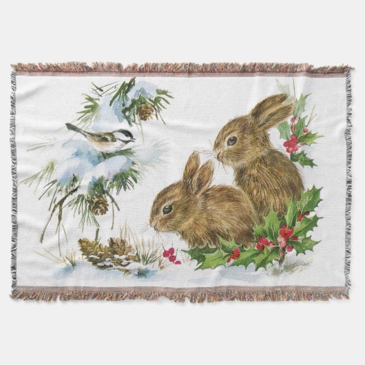 Kerst Mees Konijnen Hulst Warm Deken (Voorkant)