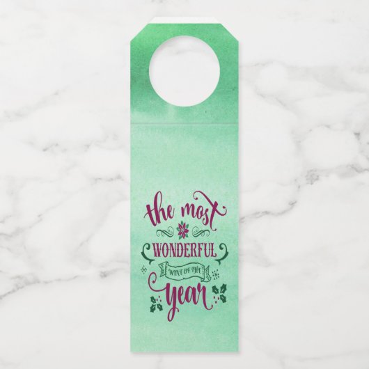 Kerst Meest Wonderful Wine Hanger Labels (Voorkant)