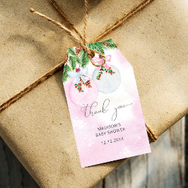 Kerst Meisje Baby shower Dank u Cadeau Label Cadeaulabel
