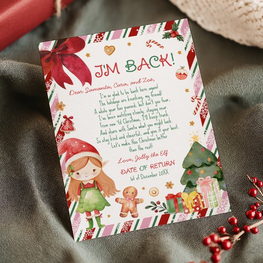 Kerst Meisje Brief van Elf Letter Kaart