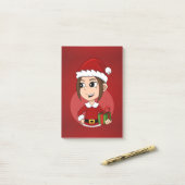 Kerst meisje cartoon notities post-it® notes (Op bureau)