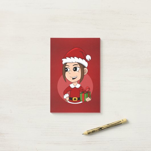 Kerst meisje cartoon notities post-it® notes (Op bureau)