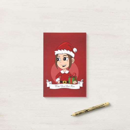 Kerst meisje cartoon notities post-it® notes (Op bureau)