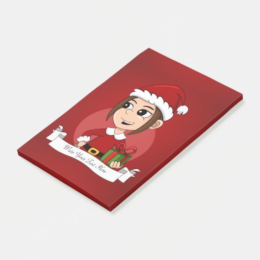 Kerst meisje cartoon notities post-it® notes (Schuin)