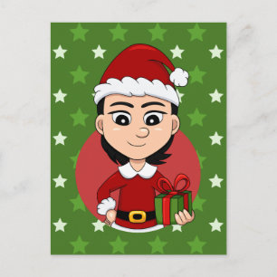 Kerst meisje cartoon vakantie ansichtkaart feestdagenkaart