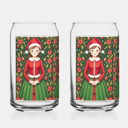 Kerst Meisje Elf Blikvorm Glas (Voorkant)
