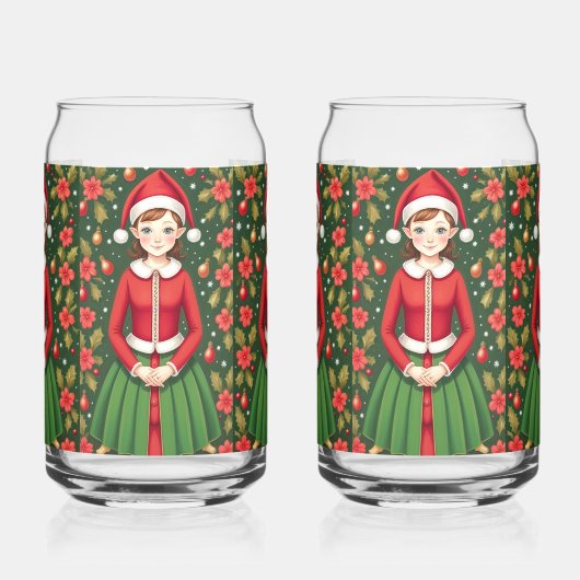 Kerst Meisje Elf Blikvorm Glas (Links)