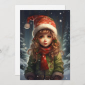 Kerst Meisje Elf Feestdagenkaart (Voorkant / Achterkant)