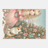 Kerst meisje en katten papier inpakpapier vel (Voorkant 2)
